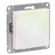 Розетка с заземл со шторк с крышкой 16А IP20 SE AtlasDesign, жемчуг