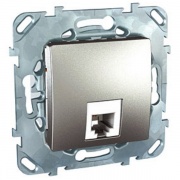 Телефонная розетка  1хRJ12 (6 контактов)  SE Unica Top, алюминий