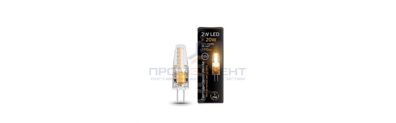 Лампа Gauss G4 12V 2W 190lm 2700K силикон LED 1/10/200