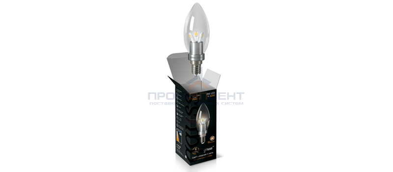 Лампа Gauss LED Candle Crystal clear 3W E14 2700K 1/10/100