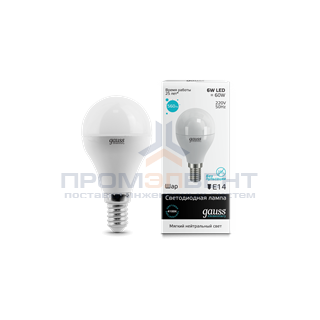 Лампа Gauss LED Elementary Globe 6W E14 4100K 1/10/50