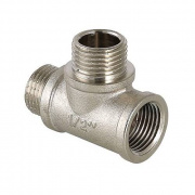 Тройник переходной резьбовой VALTEC VTr.134.R - 3/4" x 1/2" x 3/4" (НР/ВР/ВР, латунь никелированная)