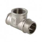 Тройник резьбовой VALTEC VTr.134 - 3/4" (ВР/ВР/НР, латунь никелированная)
