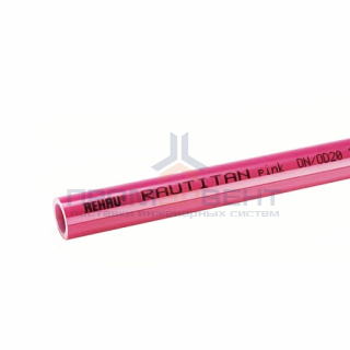Труба из сшитого полиэтилена REHAU RAUTITAN pink - 25x3.5 (PE-Xa/EVOH, PN10, Tmax 90°C, штанга 6 м.)
