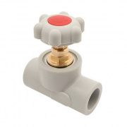 Кран вентильный FV-Plast - 20 (для полипропиленовых труб под пайку, цвет серый, ручка барашек)