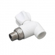 Кран шаровой для радиатора угловой Fusitek - 25 x 3/4" (Пайка/НР, для полипропиленовых труб, белый)