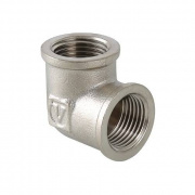 Отвод 90° VALTEC VTr.090 - 3/4" (резьбовой, латунь никелированная)