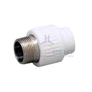 Переход на наружную резьбу Fusitek - 20 x 1/2" (для полипропиленовых труб, цвет белый)