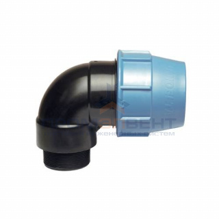 Переход на наружную резьбу угловой UNIDELTA 1008 - 63 x 2"1/2 (для труб ПНД, резьба пластиковая)