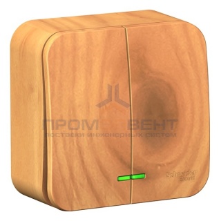 Выключатель 2-клавишный с подсветкой (cх.5) Blanca Schneider Electric 10А 250В ясень