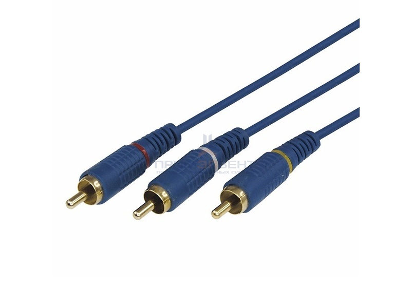 Шнур 3х3 RCA 3М синий GOLD