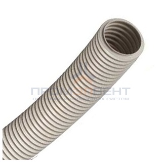 Труба ПВХ гибкая гофр. д.32мм, сверхтяжёлая с протяжкой, цвет серый [бухта 25м]