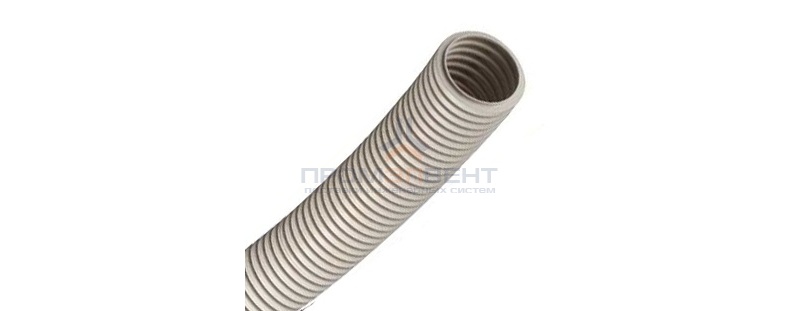 Труба ПВХ гибкая гофр. д.32мм, сверхтяжёлая без протяжки, цвет серый [бухта 25м]
