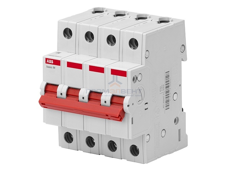 Выключатель нагрузки ABB Basic M 4P 40A (рубильник модульный) BMD51440
