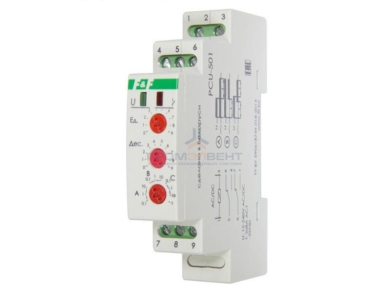 Реле времени PCU-501 0,1с. -11мин., 9-24В АС/DC, 24-264В AC/DC, 8А, 2NO/NC, 3 функции